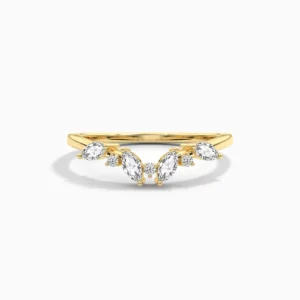 Marquise and Round Diamond Curved Crown Band