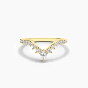 Pear and Round Micro Pave Curved Wedding Band
