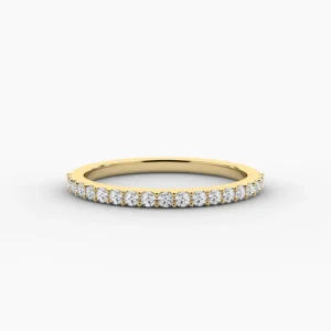 Round Cut Diamond Micro Pave Half Eternity Wedding Band