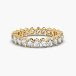 Slanted Pear Eternity Wedding Band in Yellow Gold