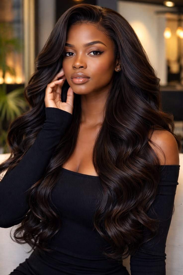 Long body wave wig with smooth flowing texture