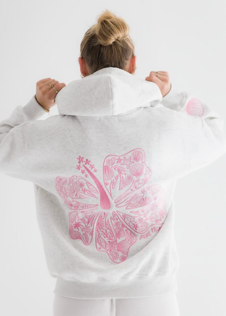 Hawaii Hibiscus Hoodie in Heather Cloud Color for Everyday Wear
