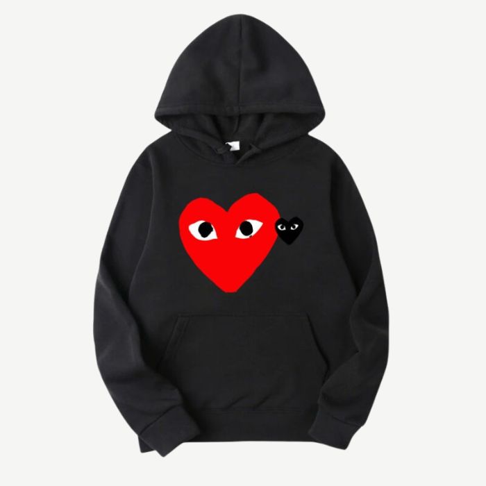 Red Heart And Gray Heart Cdg Hoodie