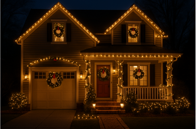 holiday lighting installation