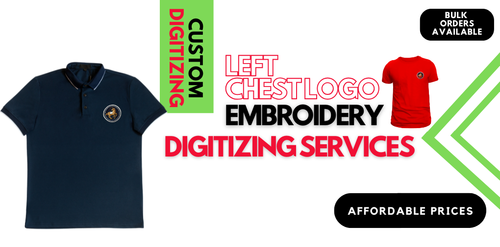 Left chest logo Embroidery Digitizing services