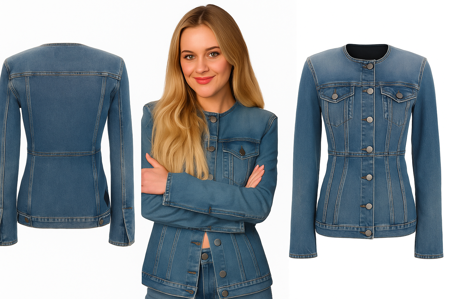 The Voice S28 Kelsea Ballerini Denim Collarless Jacket front view