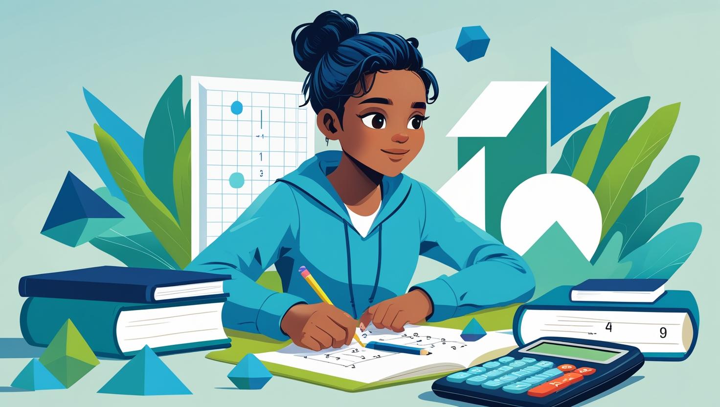 a girl create their mathematics assignment