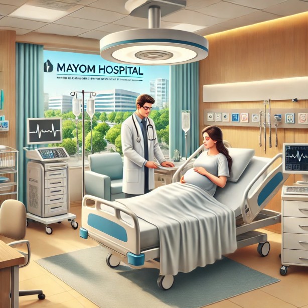 Mother and newborn receiving care at a modern maternity and delivery hospital in Gurgaon Haryana