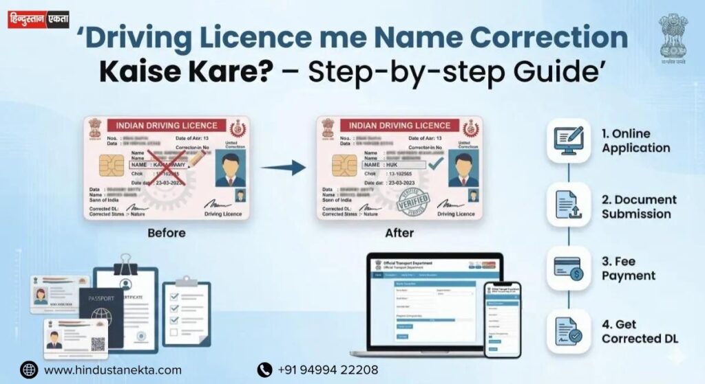 Driving Licence me Name Correction Kaise Kare