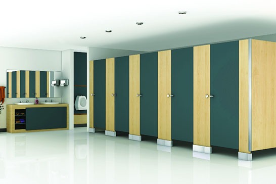 Compact laminate toilet cubicle design for offices in Noida